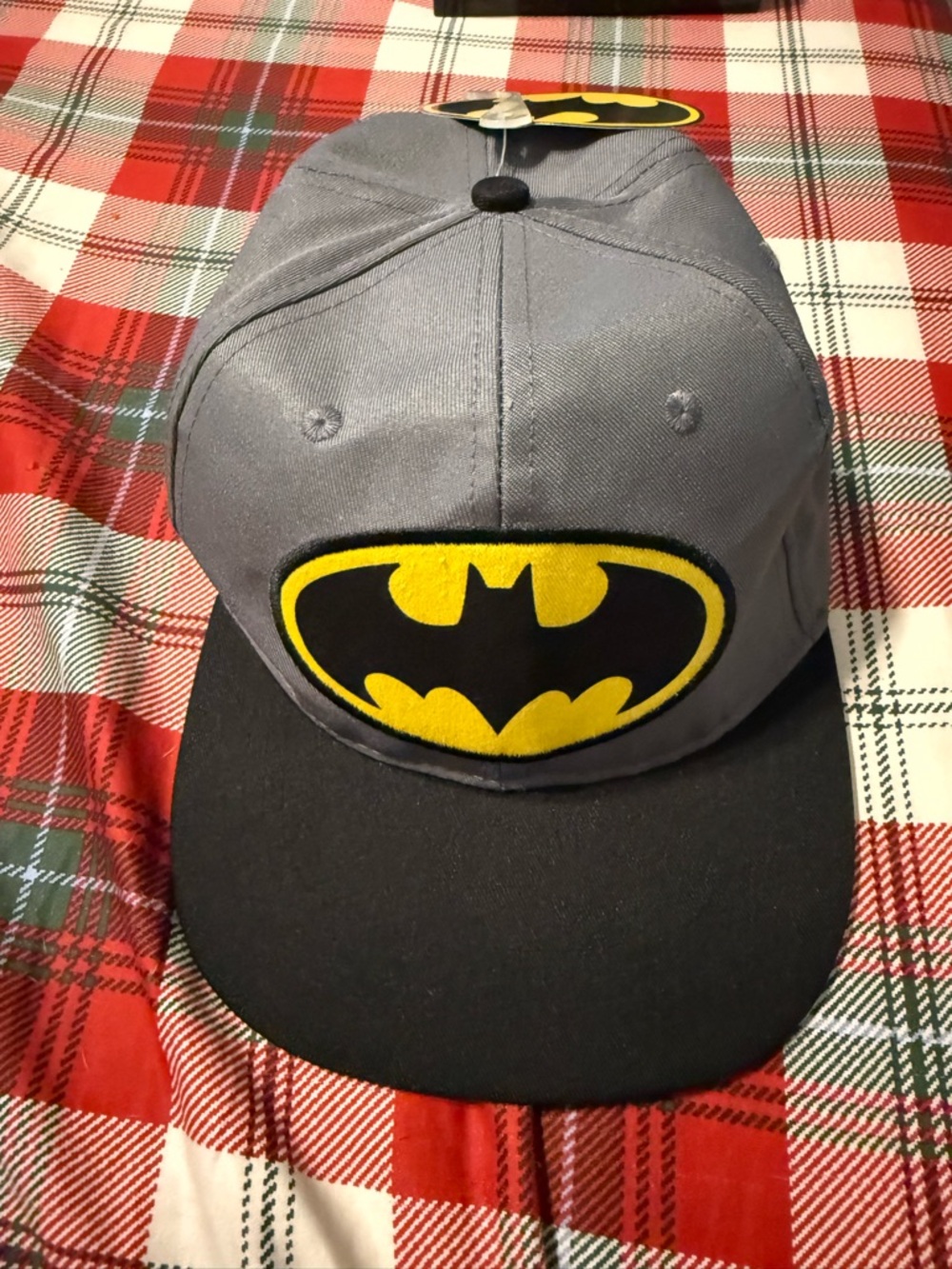 DC Comics Batman Men's Gray and Black Cap with Yellow Logo